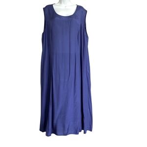 Caite Woman Blue Sleeveless Midi Maxi Dress Size Plus 1X Relaxed Light Summer